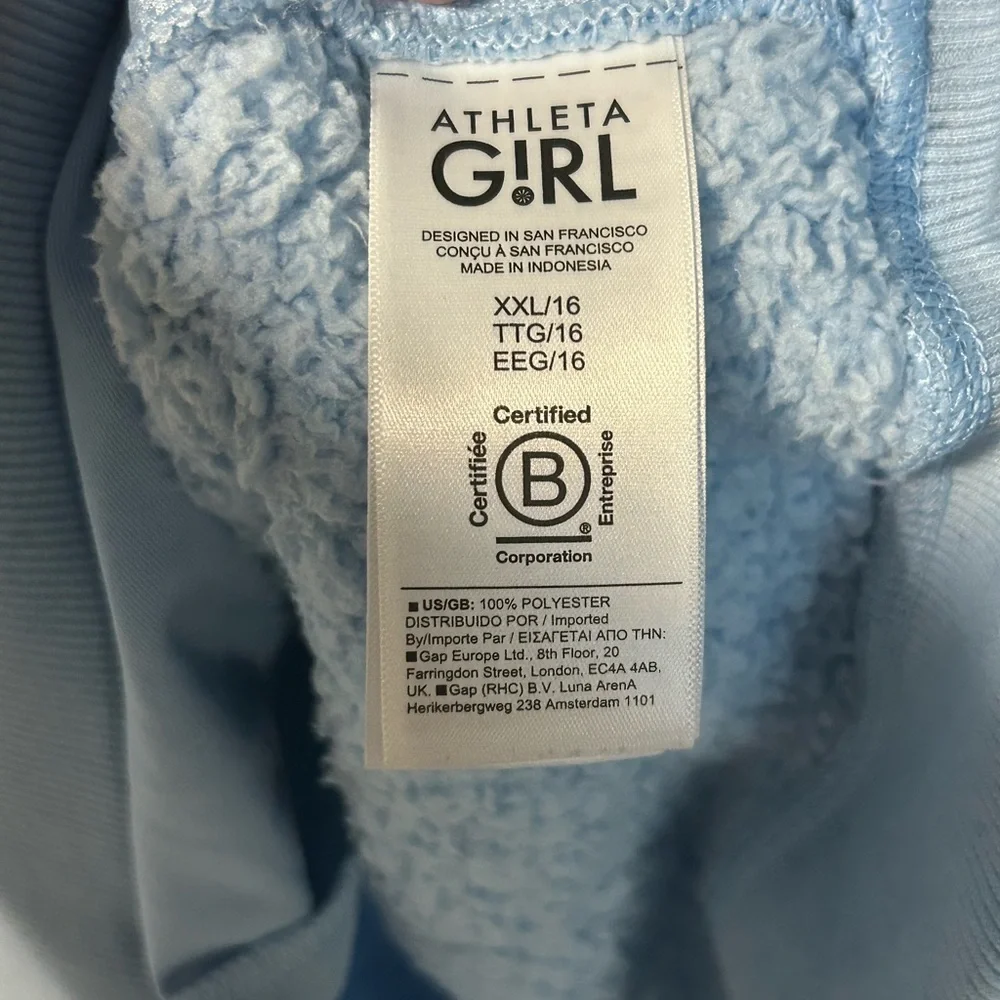 Athleta Girl Light Blue Sherpa Hooded Pullover Sweatshirt Xxl Size 16